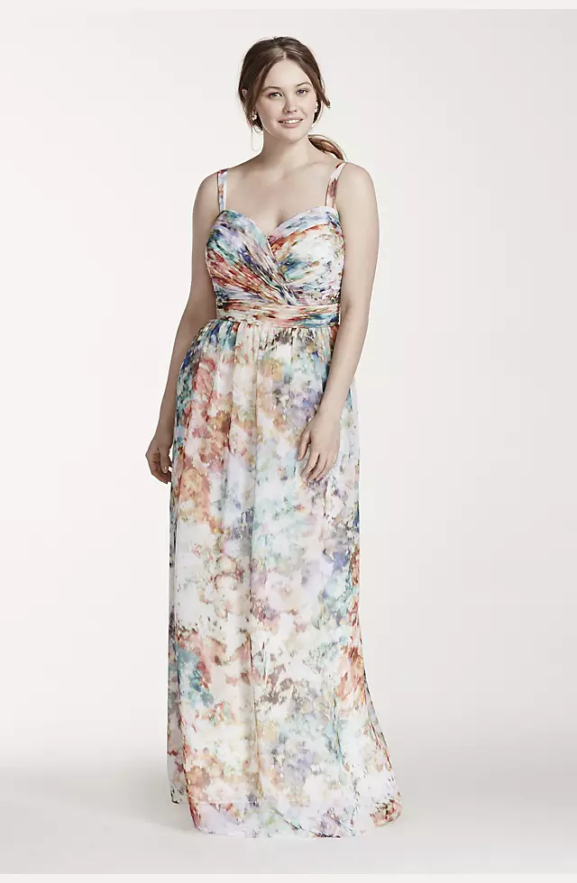 Strapless Printed Chiffon Dress Image