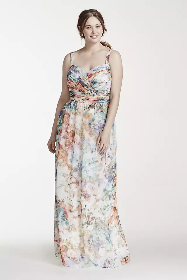 Strapless Printed Chiffon Dress Image 1