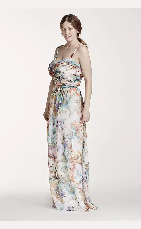 Strapless Printed Chiffon Dress Image 3