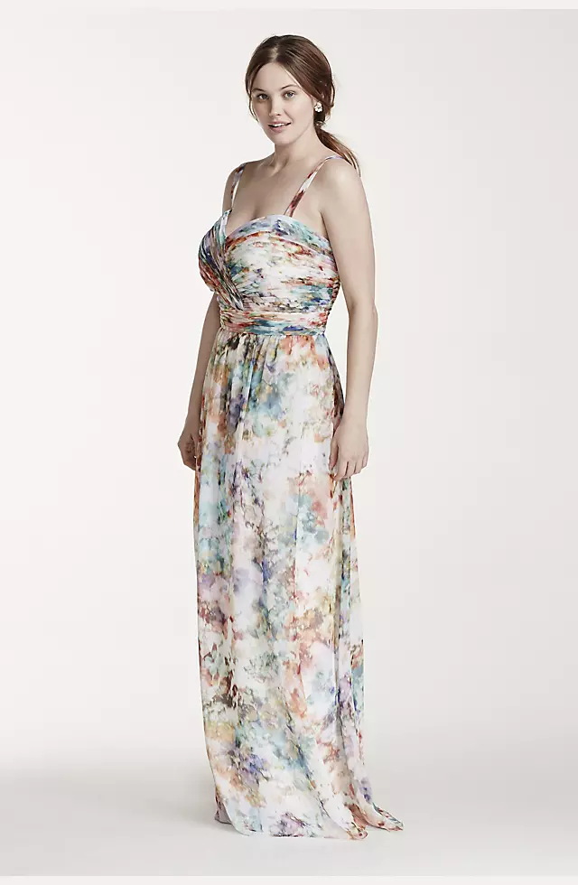 Strapless Printed Chiffon Dress Image 3