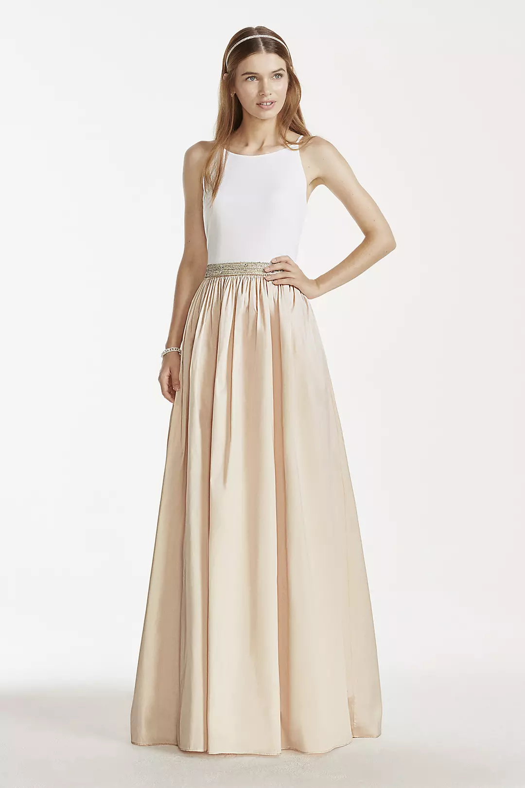 Tank Gown with Beaded Waistband and Ballgown Skirt Image