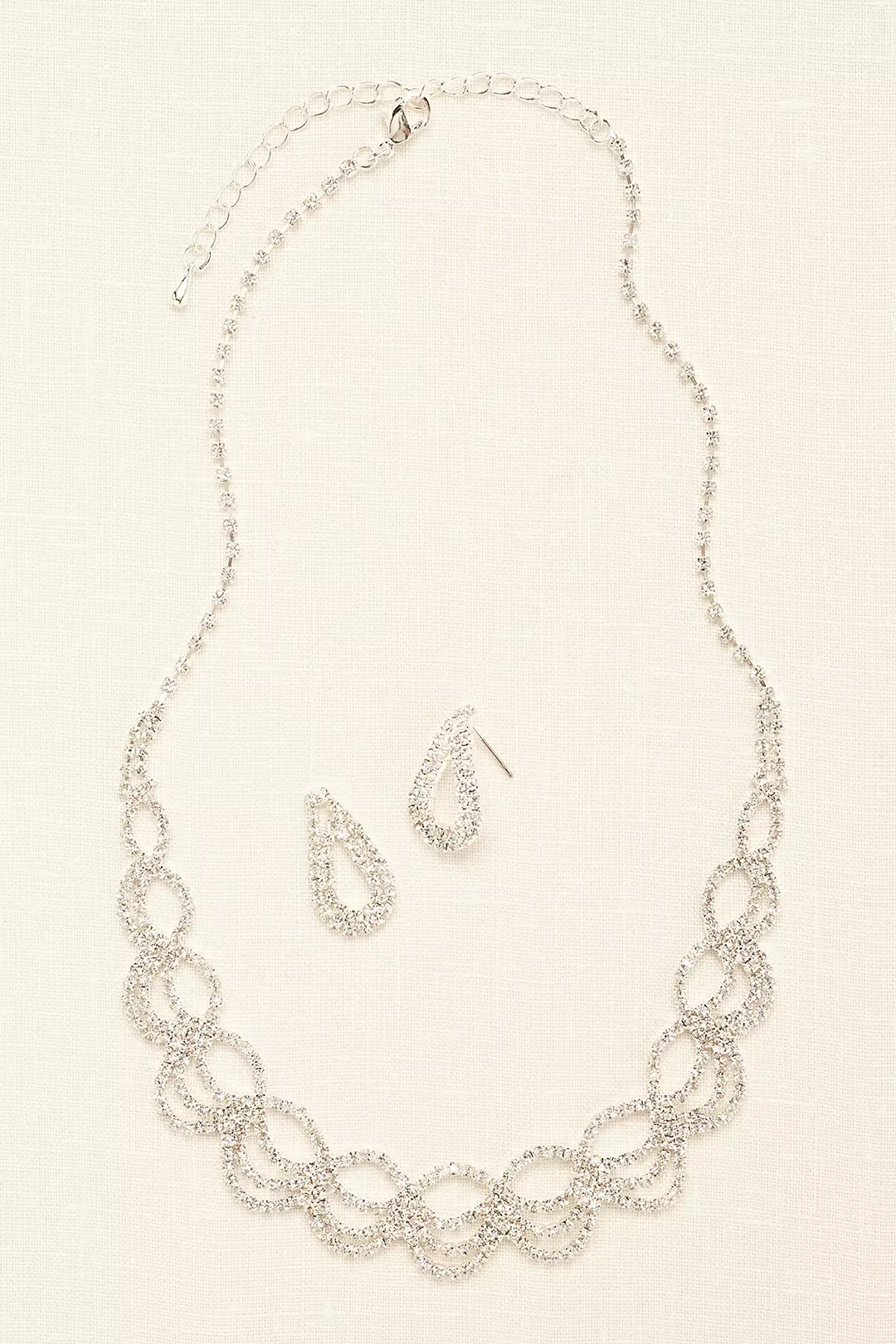 Open Work Crystal Necklace and Earring Set Image
