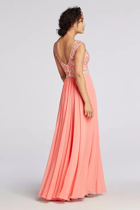 Cap Sleeve Chiffon and Lace Prom Dress  Image 2