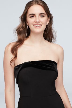 Strapless Jersey Gown with Velvet Knot Foldover | David's Bridal