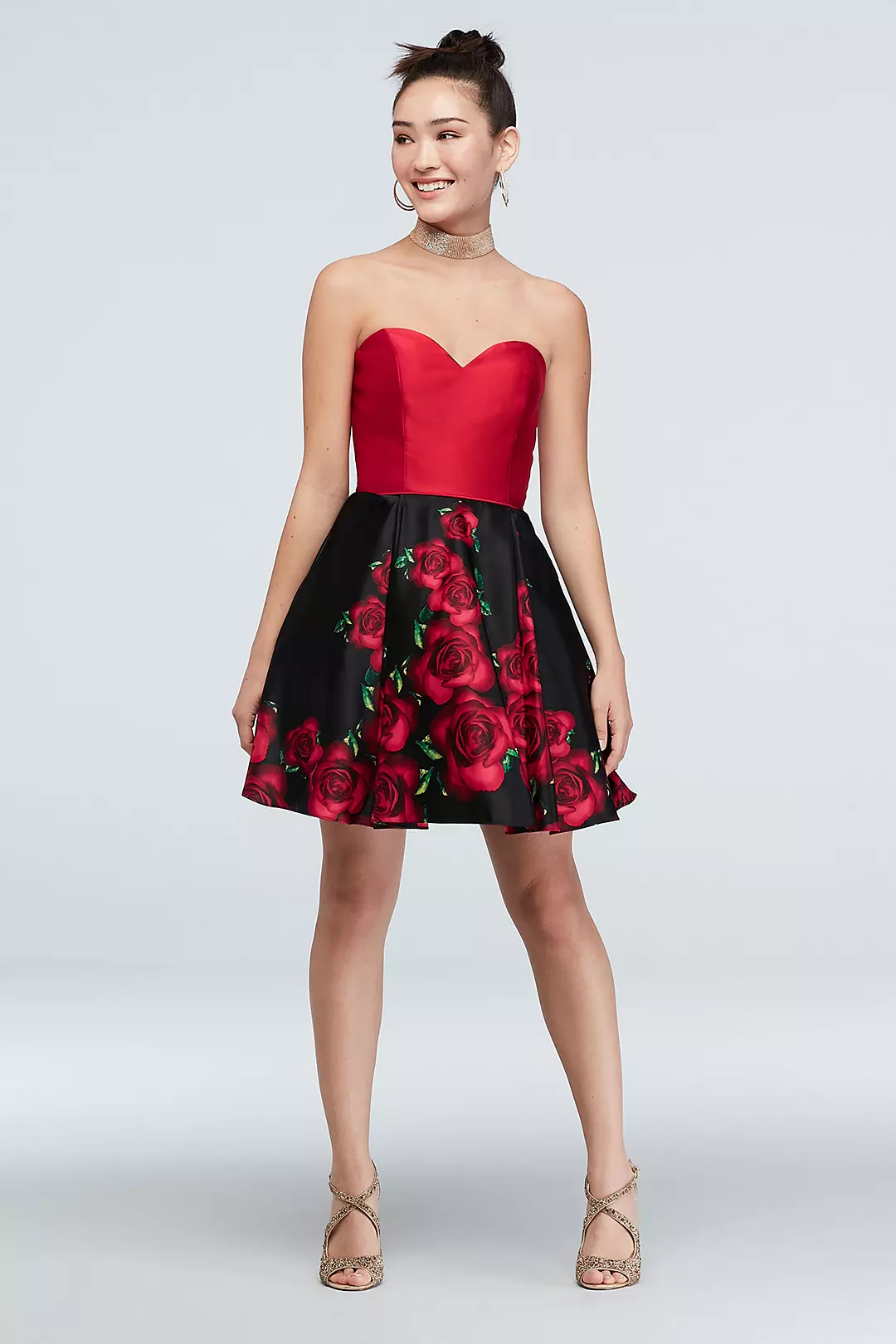 Tie-Corset and Floral Skirt Fit- and-Flare Dress Image