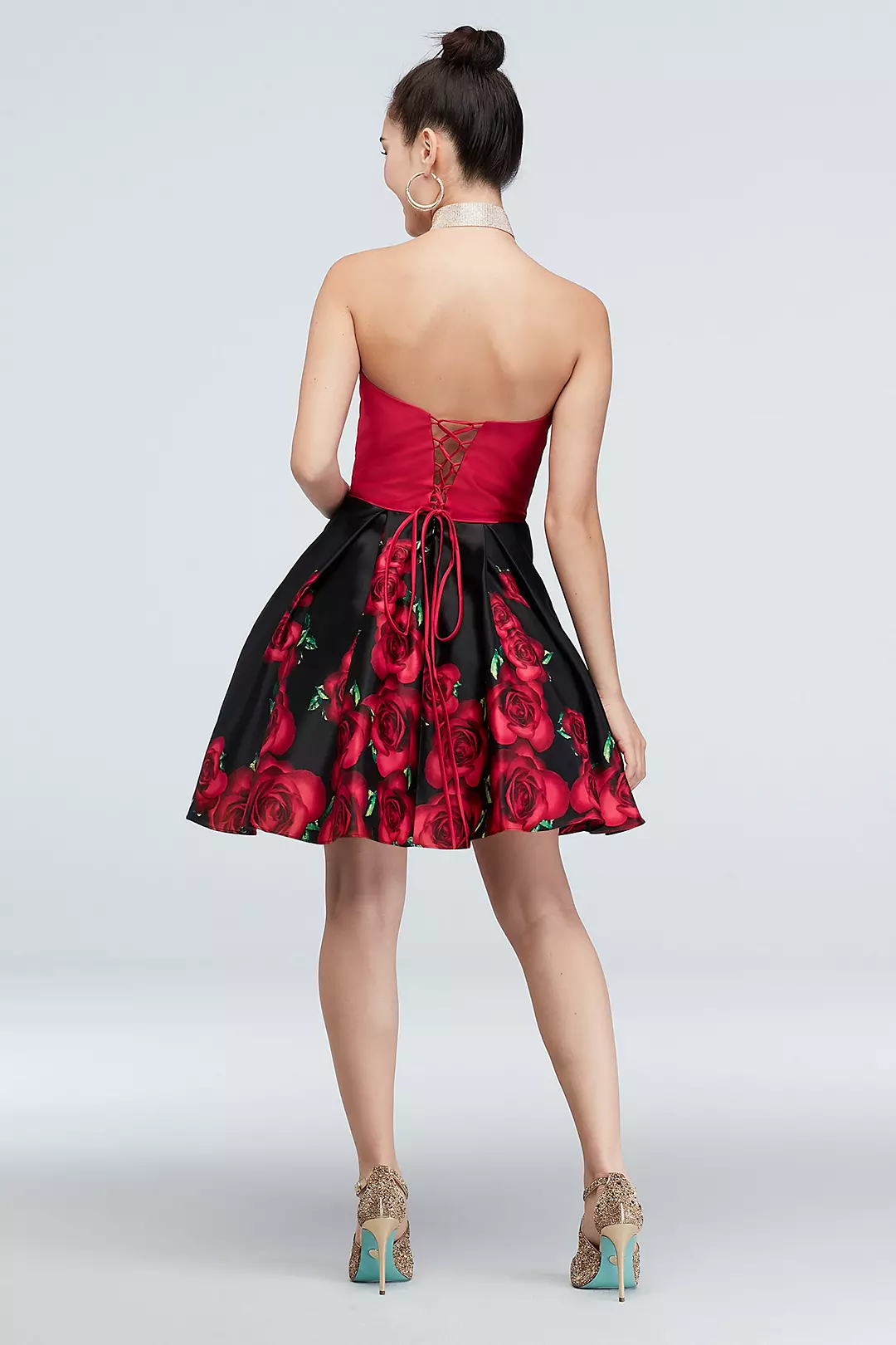 Tie-Corset and Floral Skirt Fit- and-Flare Dress Image 2