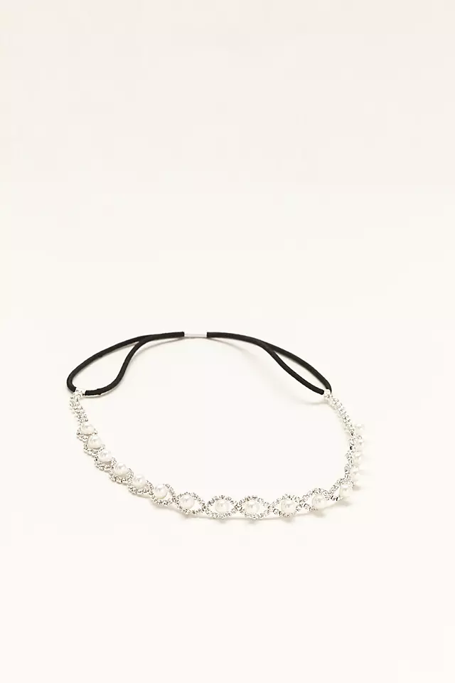 Crystal Woven Pearl Center Stretch Headband Image 3
