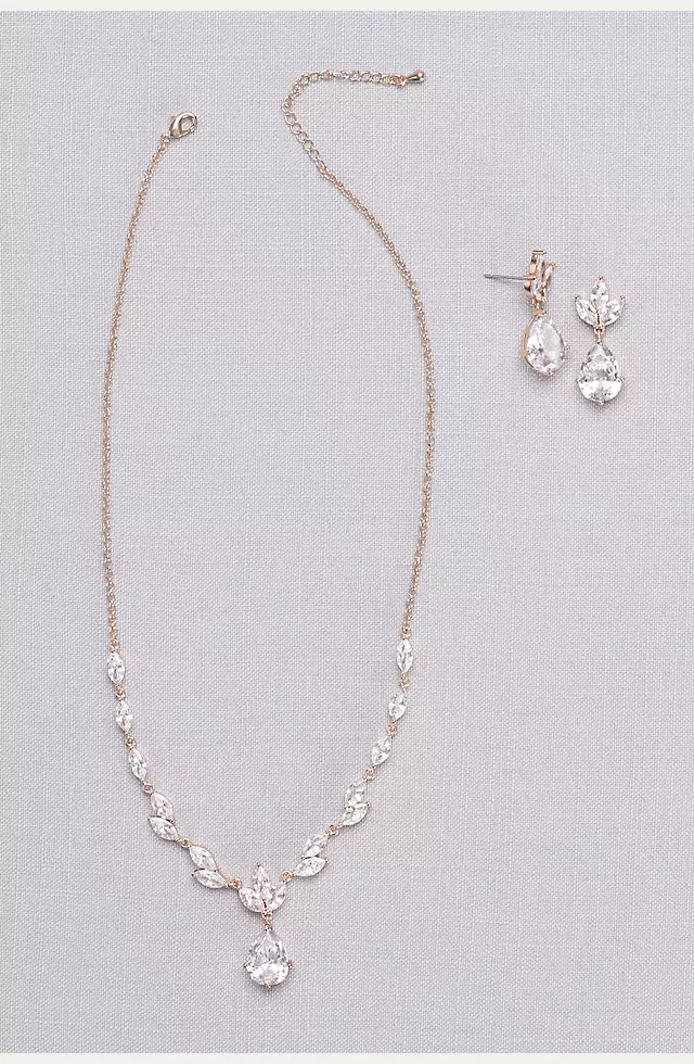 Leafy Cubic Zirconia Necklace and Earring Set | David's Bridal
