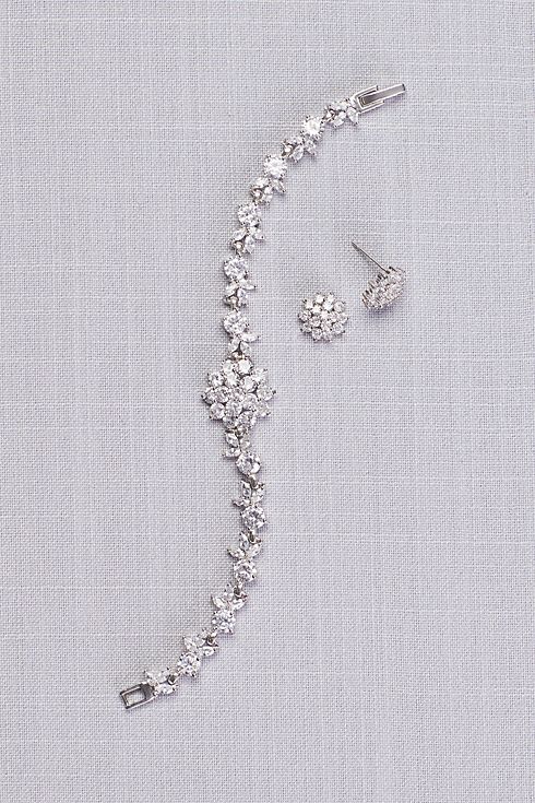 Cubic Zirconia Dahlia Bracelet and Earring Set Image