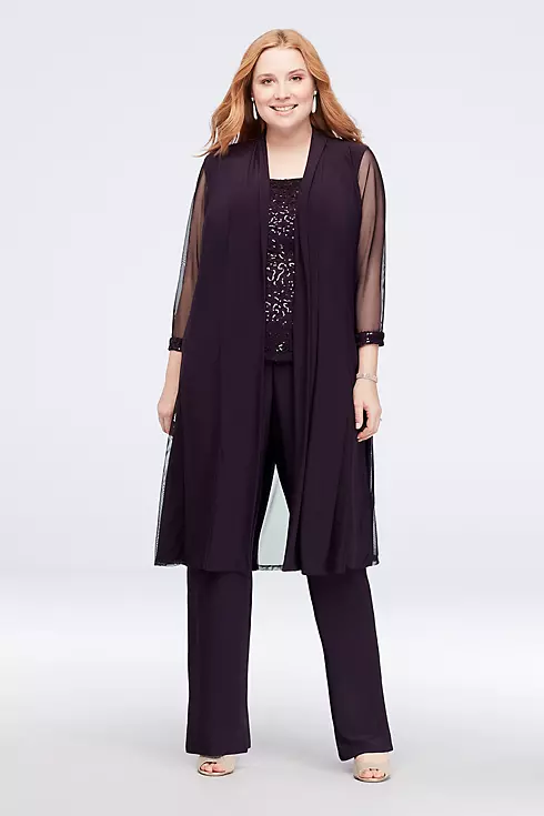 Three-Piece Jersey Pantsuit with Sequins Image 1