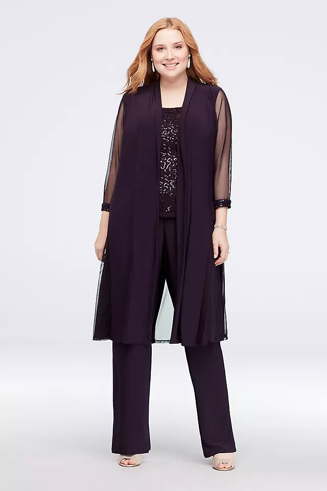 Three-Piece Jersey Pantsuit with Sequins Image