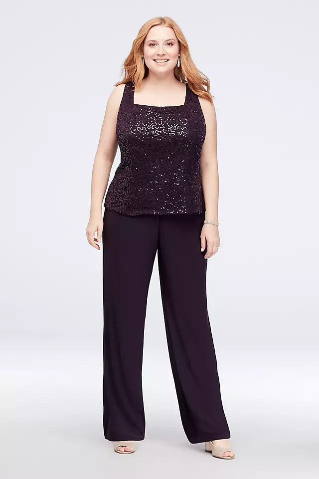 Three-Piece Jersey Pantsuit with Sequins Image 3