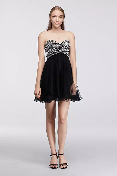 Short Strapless Homecoming Dress with Beading Image 1