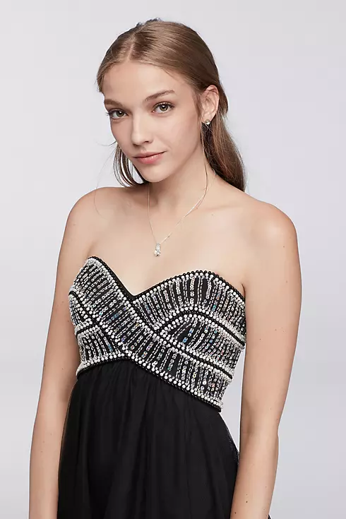 Short Strapless Homecoming Dress with Beading Image 3