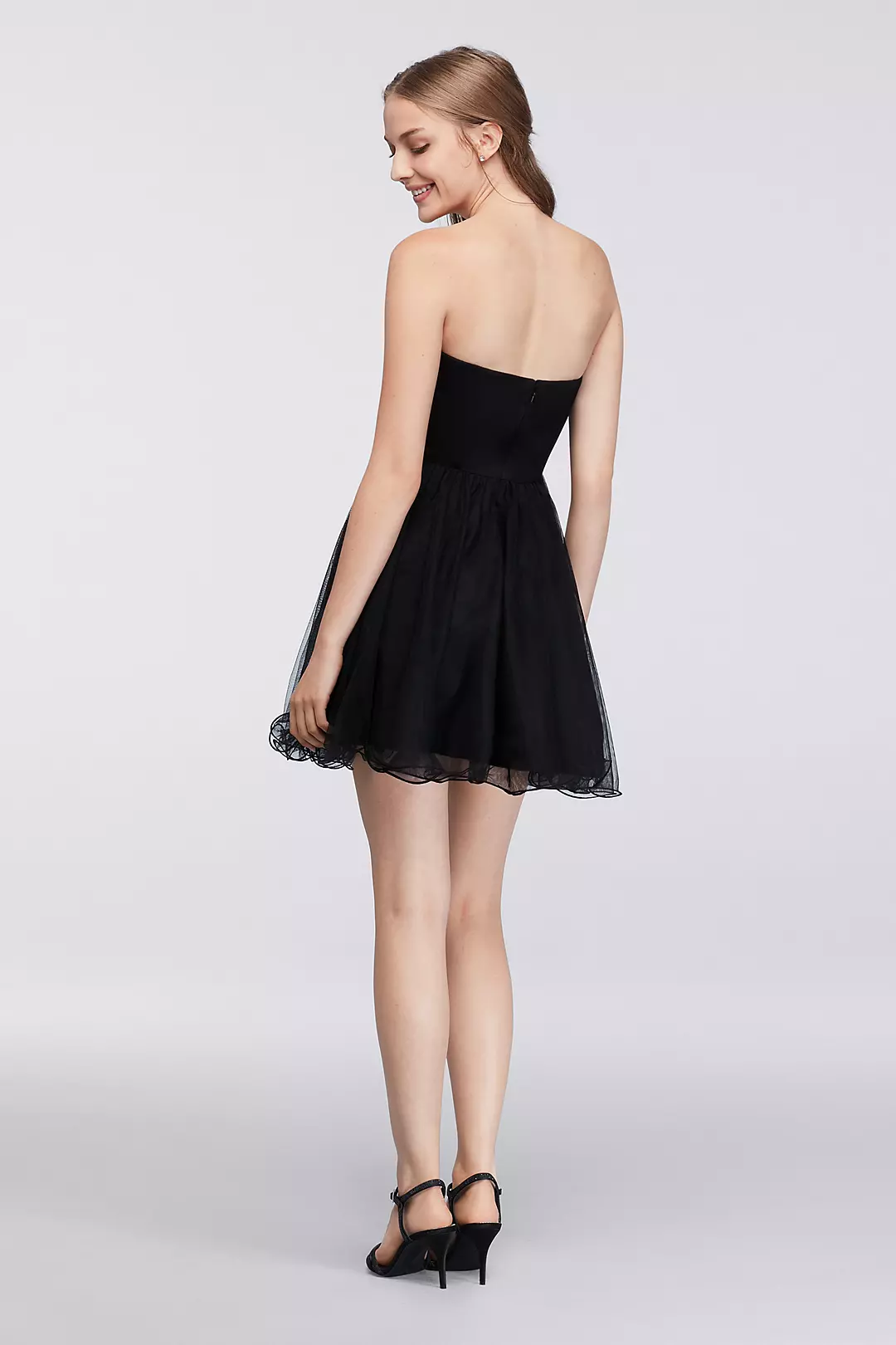 Short Strapless Homecoming Dress with Beading Image 2