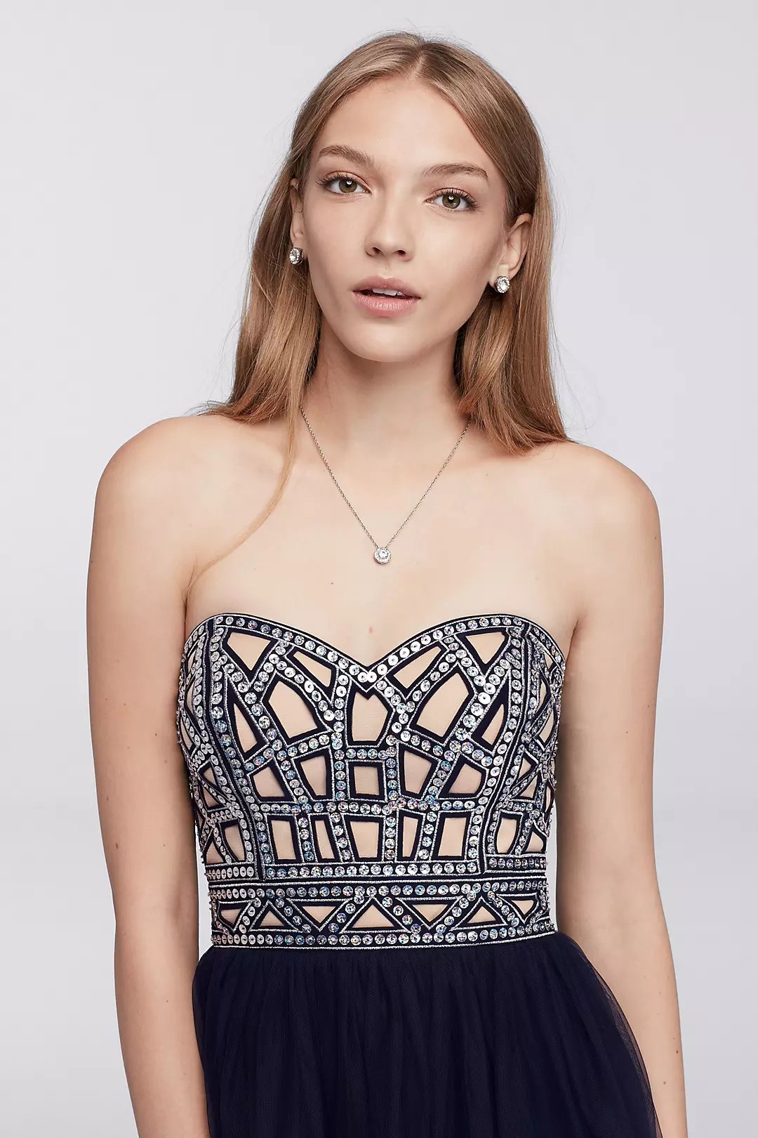 Short Homecoming Dress with Geometric Sequins Image 3