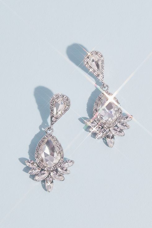 Pear Cut Drop Earrings with Marquise and Pave Halo Image 3