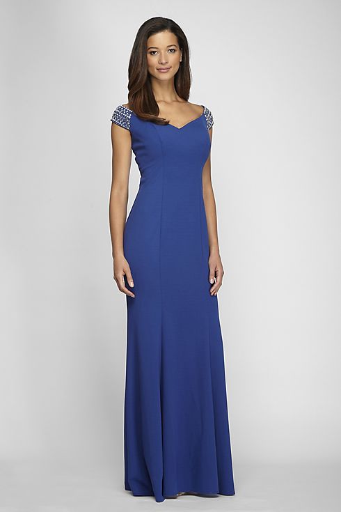 Off-the-Shoulder Trumpet Gown With Beaded Straps Image