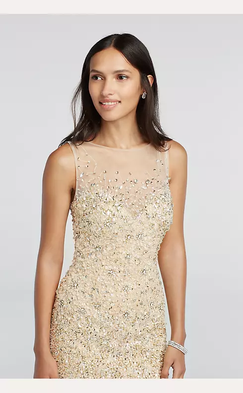 Bead Embellished Illusion Tulle Prom Dress Image 3