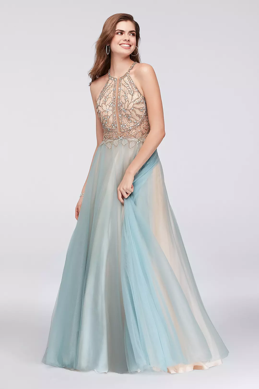 Layered Tulle Ball Gown with Beaded Bodice Image