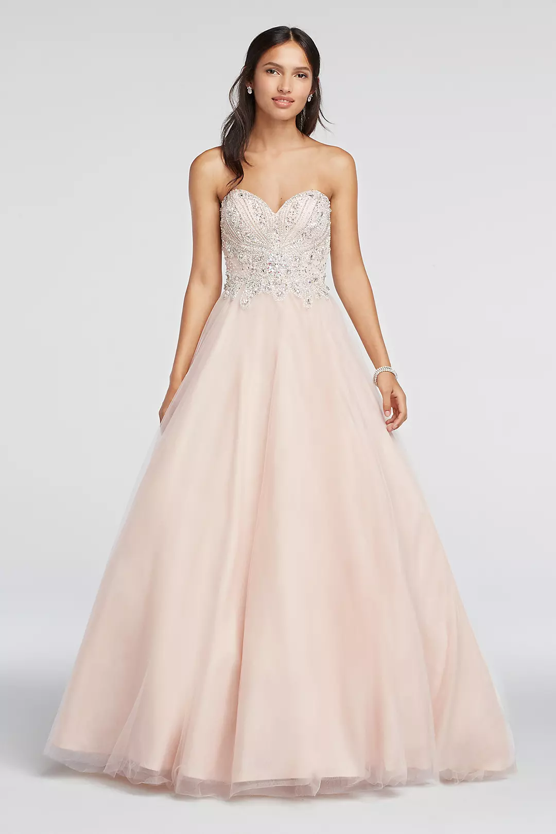 Crystal Beaded Strapless Sweetheart Prom Dress Image