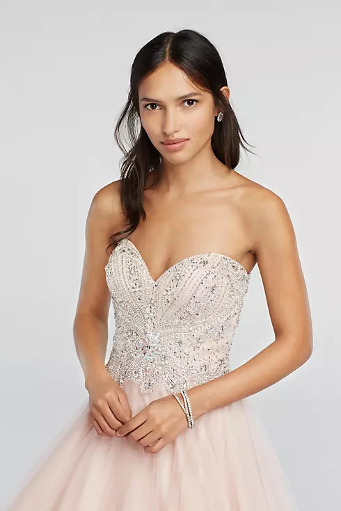 Crystal Beaded Strapless Sweetheart Prom Dress Image 3