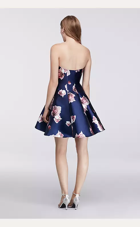 Strapless Floral Homecoming Dress Image 2