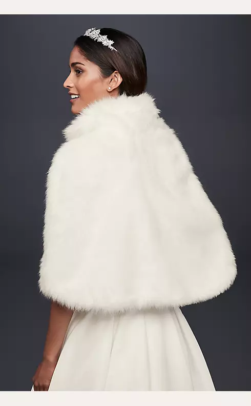 Faux-Fur Capelet with Jeweled Brooch Image 2