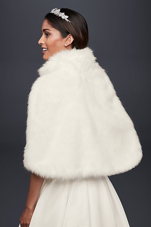 Faux-Fur Capelet with Jeweled Brooch Image 2