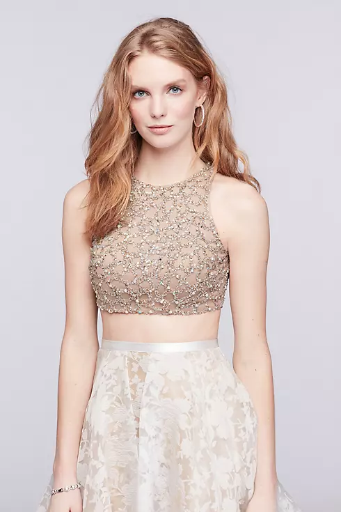 Crop Top and Printed Skirt Two-Piece Dress Image 3