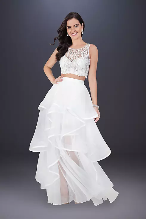Two-Piece Wedding Dress with Embroidered Top Image 1