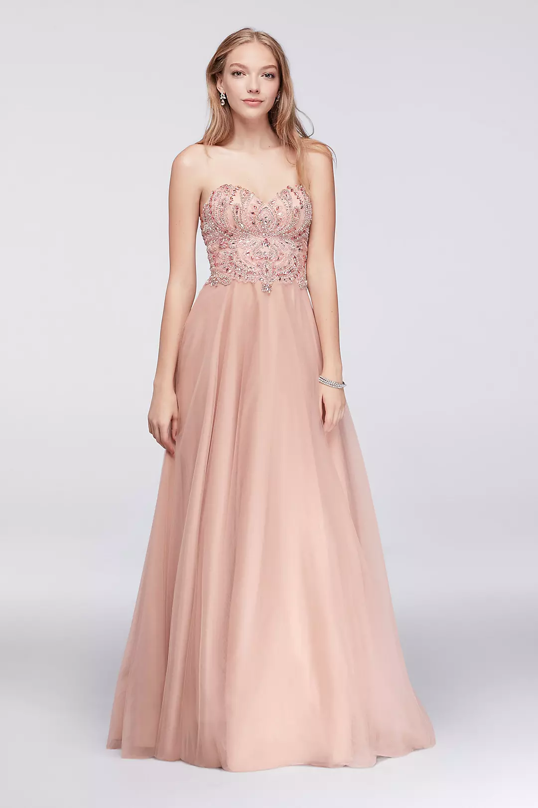 Embellished Tulle Ball Gown with Basque Waist Image