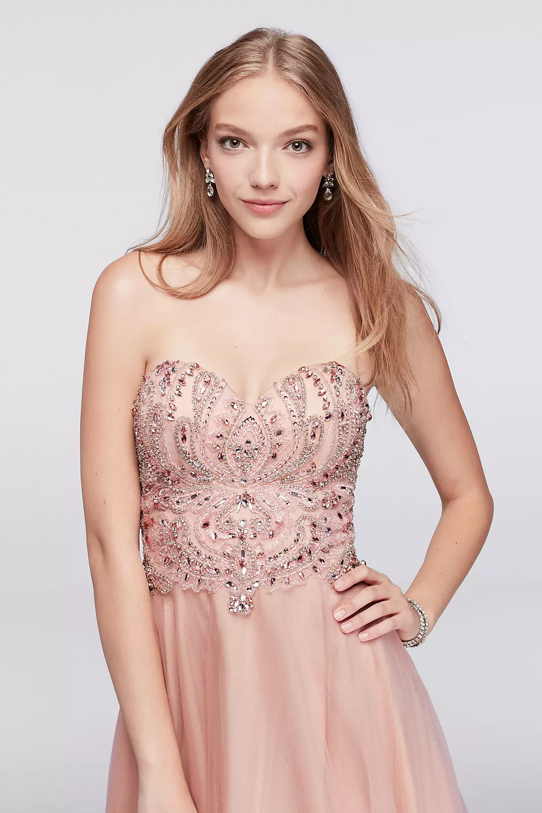 Embellished Tulle Ball Gown with Basque Waist Image 3
