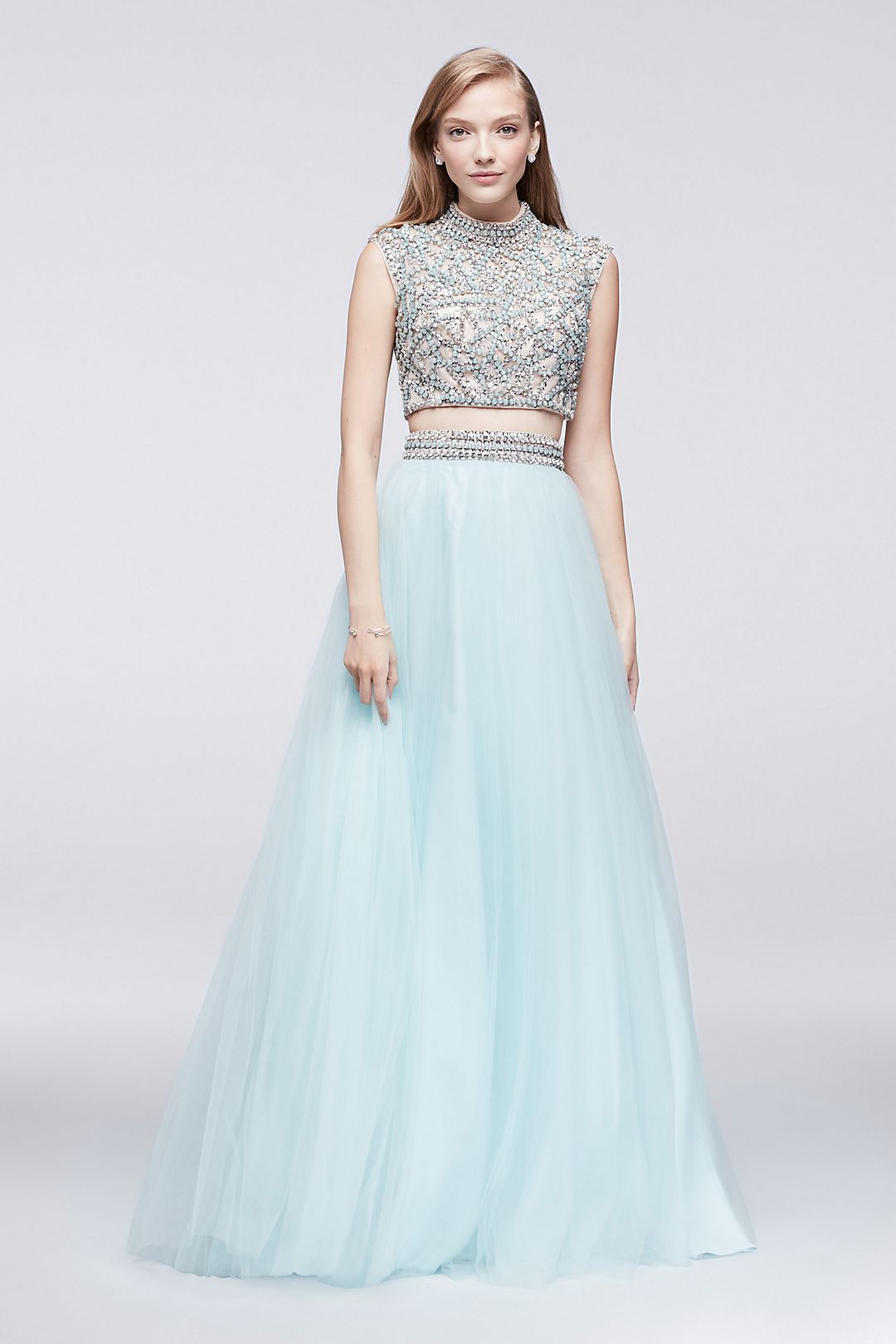 Jeweled High-Neck Top and Tulle Skirt Set Image 1