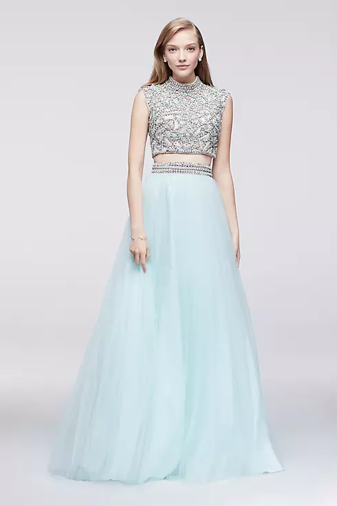 Jeweled High-Neck Top and Tulle Skirt Set Image 1