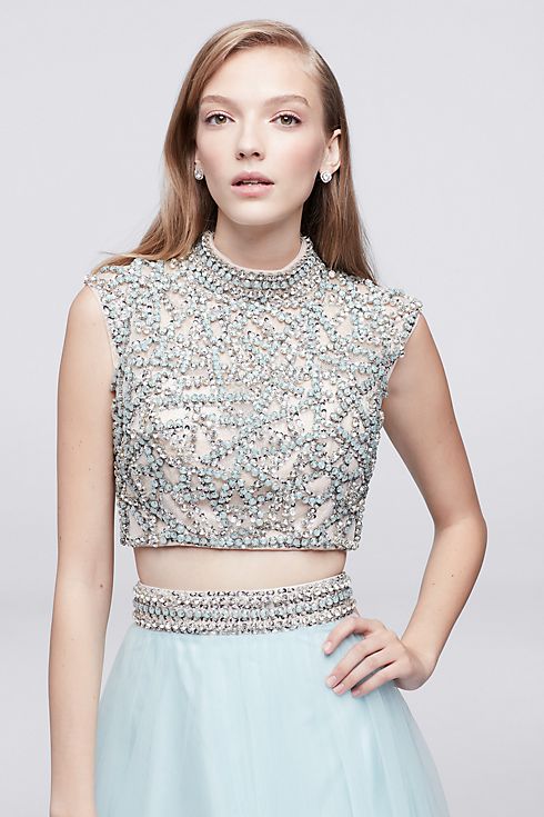 Jeweled High-Neck Top and Tulle Skirt Set Image 3