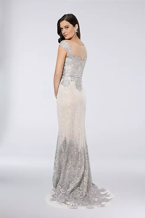 Sequined Tulle-Over-Lace Sheath Gown Image 2