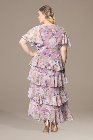 Flutter Sleeve Keyhole Lace Dress with Ruffle | David's Bridal