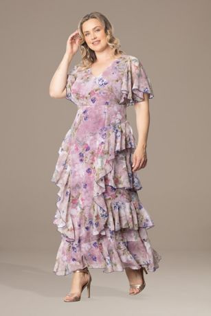 Flutter Sleeve Keyhole Lace Dress with Ruffle | David's Bridal