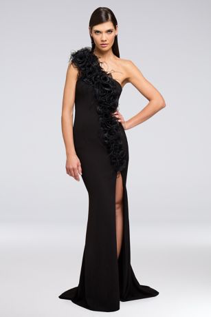 white christmas dresses Ishtar One Shoulder Cut Out Maxi Dress in Black main image 1