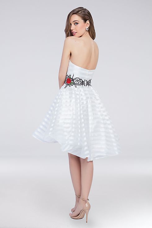 Short Strapless Embroidered Fit-and-Flare Dress Image 2