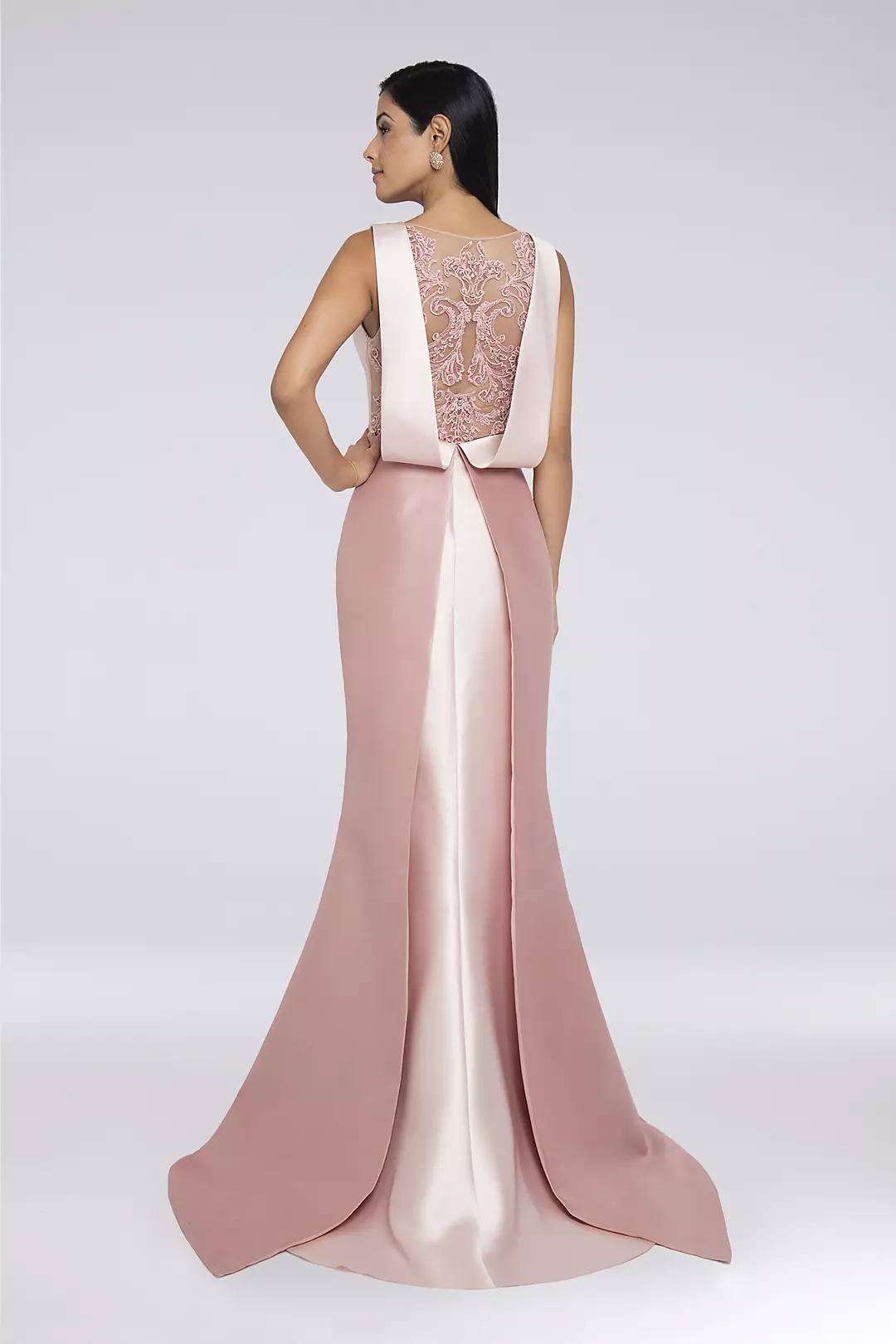 Lace-Topped Mikado Ball Gown with Cowl Back  Image 2