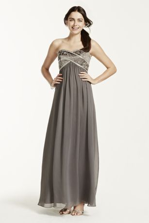 silver chiffon dress