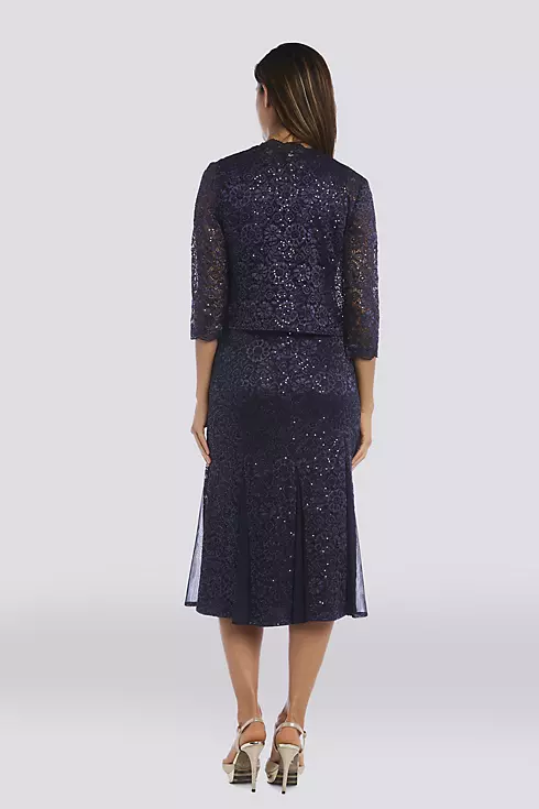 Glitter Lace Godet Midi Dress with Jacket Image 2