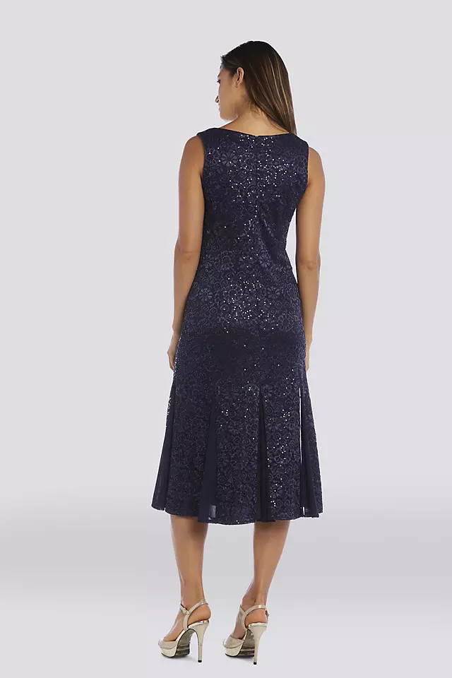 Glitter Lace Godet Midi Dress with Jacket Image 4