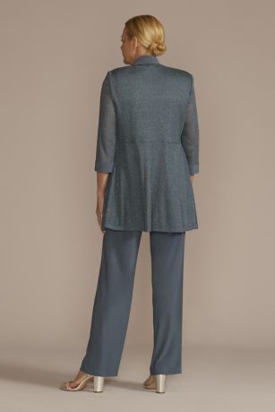 Ribbed Metallic Pantsuit with Necklace David's Bridal