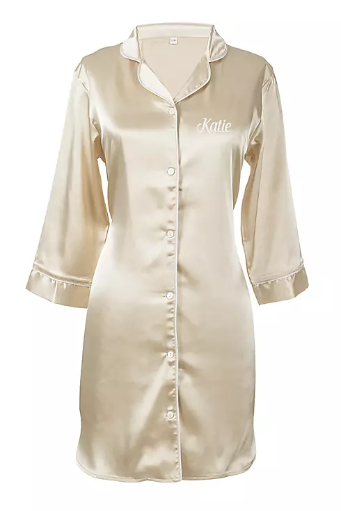 Personalized Embroidered Name Satin Night Shirt Image 2