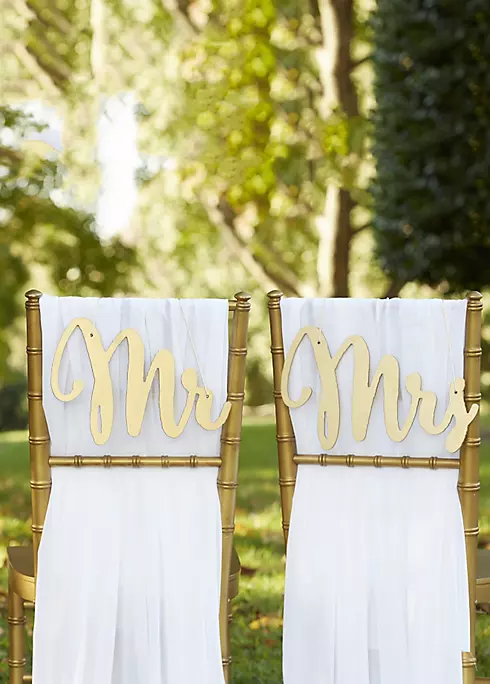 Gold Promises Classic Mr and Mrs Chair Signs Image 1