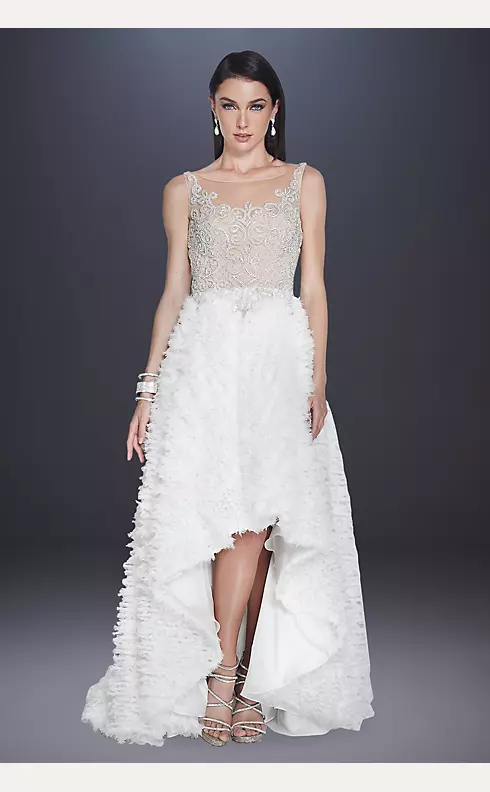 Beaded A-line Feather Wedding Dresses Low Back Corset Bridal Dress VW1425 -  Ivory / Custom Size