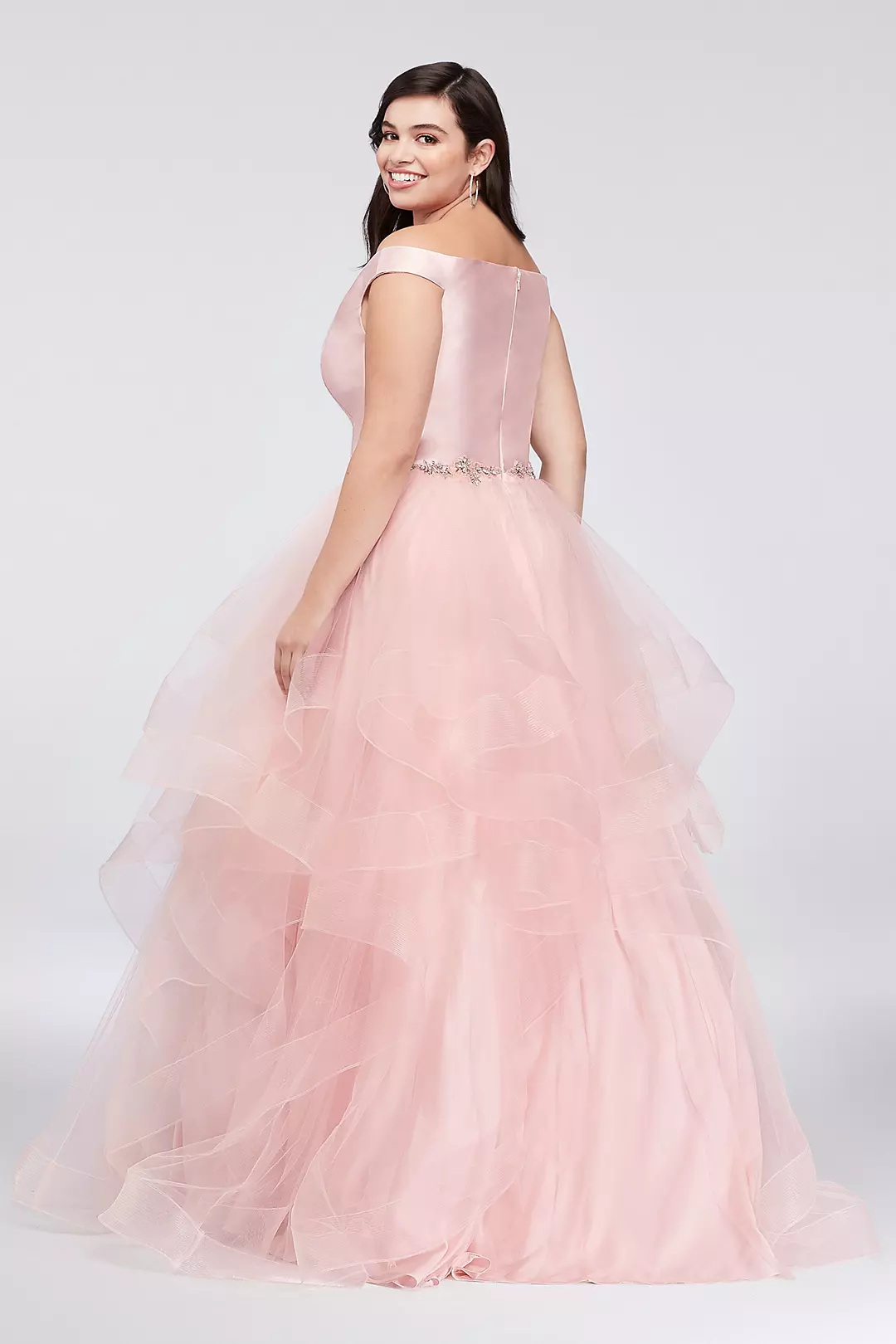 Mikado and Tulle Illusion Plunge Ball Gown Image 2